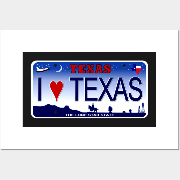 I Love Texas License Plate Wall Art by Mel's Designs